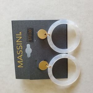 Massini Gold and White Geometric Earrings